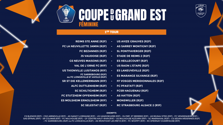 Coupe Du Grand Est Féminine Les Rencontres Du 1er Tour Ligue Du Grand Est De Football 9469